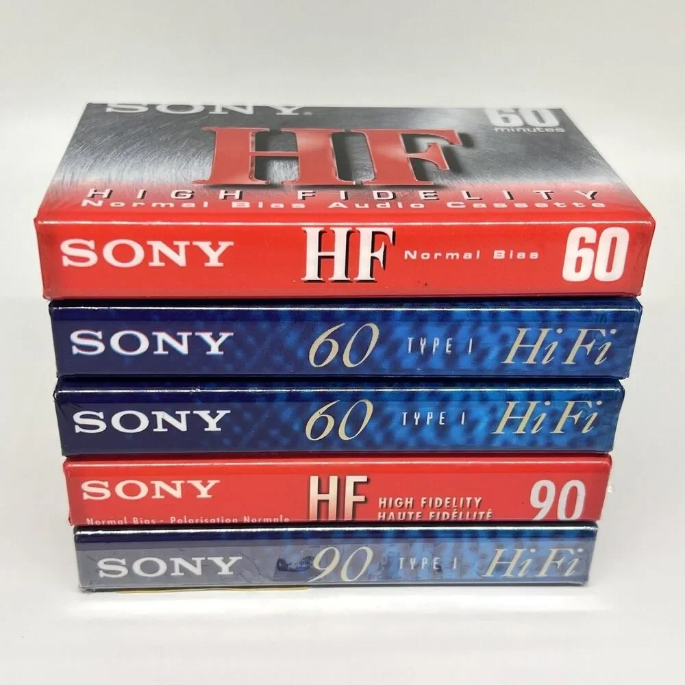 Lot of 6 Sony Audio Cassette Tapes BLANK HiFi 60/90 Min Normal Bias Type 1 NOS